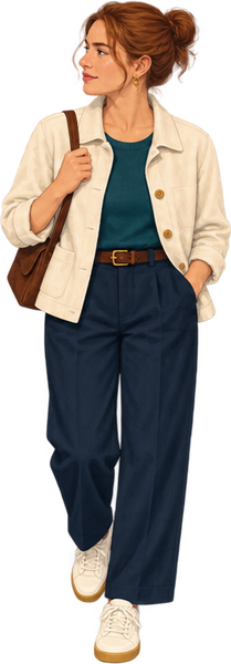 Illustrated customer looking left
